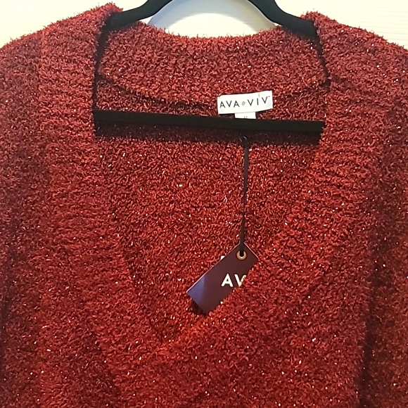 Plus Size Burgundy V-Neck Sweater Office Wear Business Casual Meeting - Picture 5 of 10